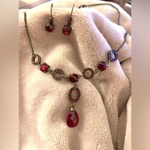Ruby necklace and earring set